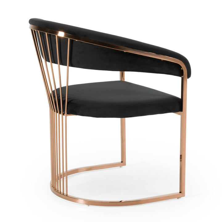 Linda - Modern Black Velvet and Rosegold Dining Chair
