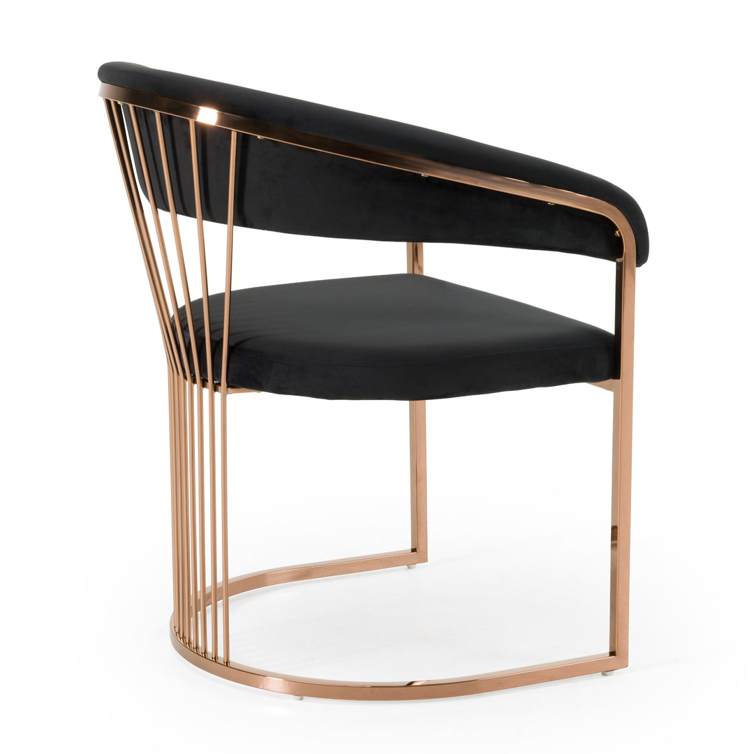 Linda - Modern Black Velvet and Rosegold Dining Chair