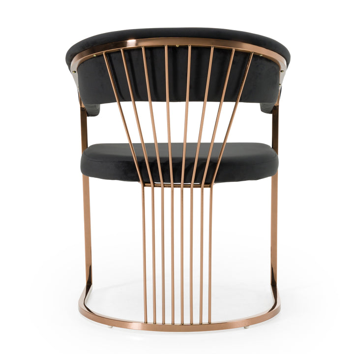 Linda - Modern Black Velvet and Rosegold Dining Chair