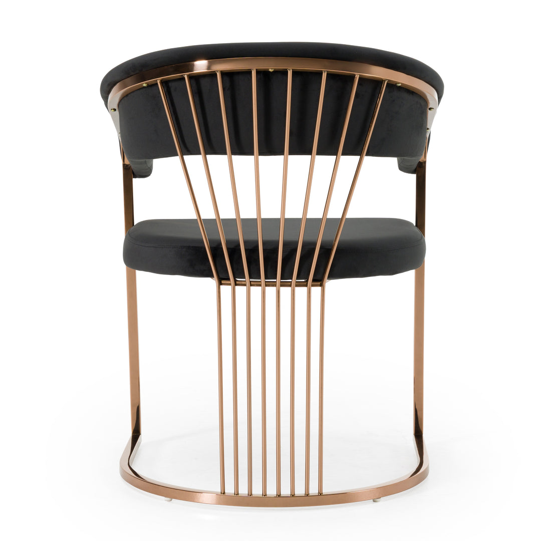 Linda - Modern Black Velvet and Rosegold Dining Chair