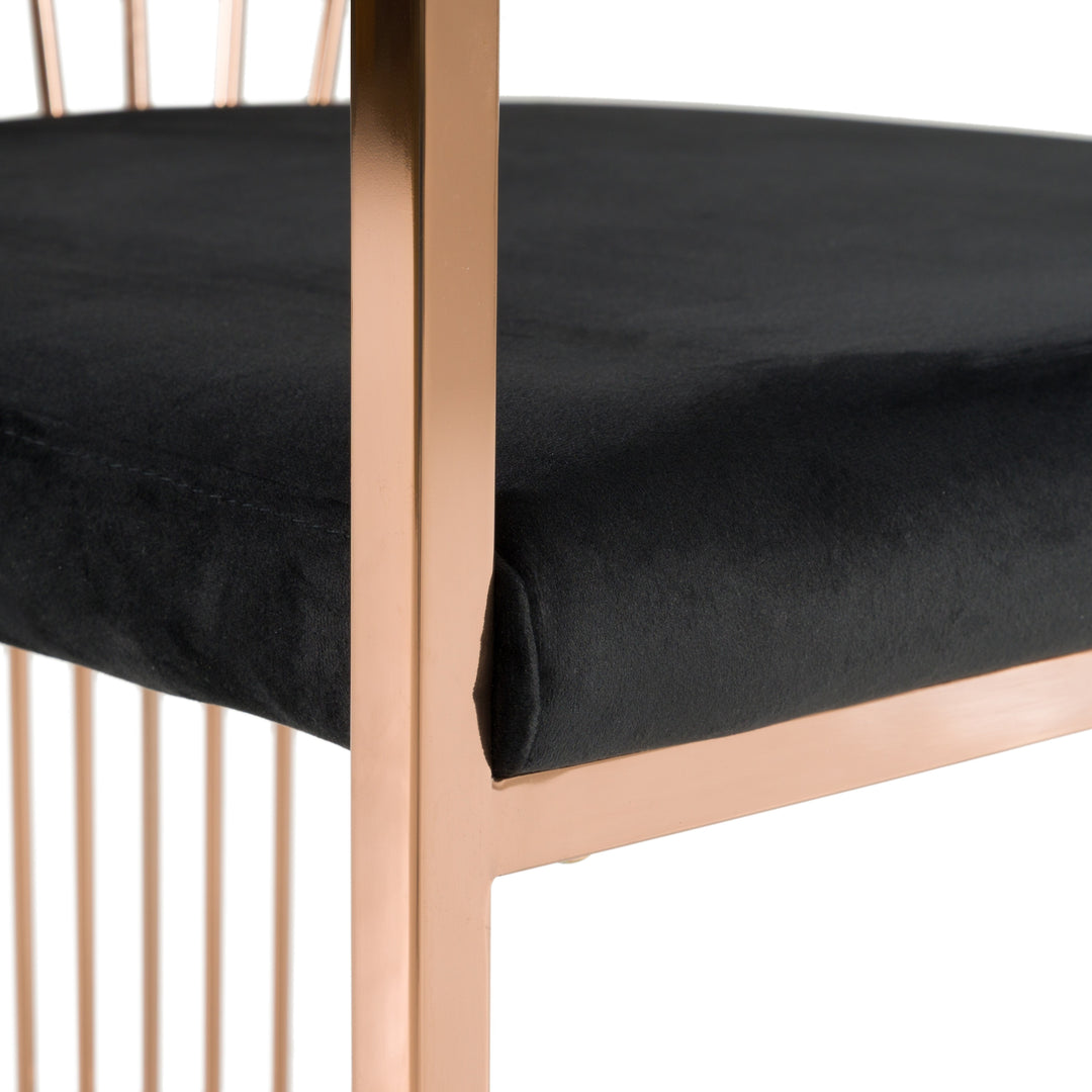 Linda - Modern Black Velvet and Rosegold Dining Chair
