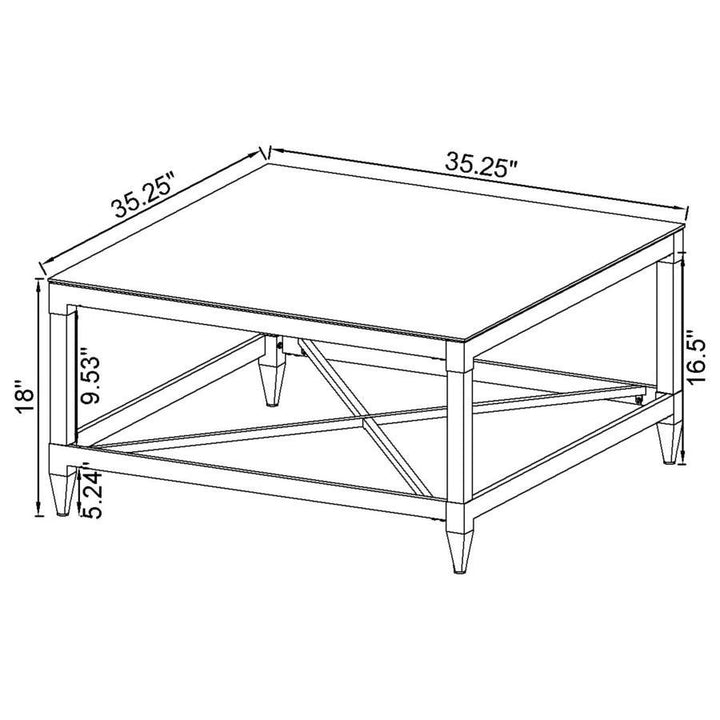 Lindley - 2 Piece Square Coffee And End Table Set - Chrome Table Set modern furniture Contempo Furniture