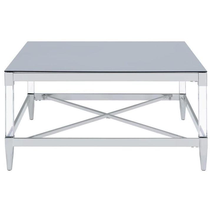 Lindley - 2 Piece Square Coffee And End Table Set - Chrome Table Set modern furniture Contempo Furniture