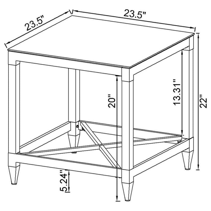 Lindley - 2 Piece Square Coffee And End Table Set - Chrome Table Set modern furniture Contempo Furniture