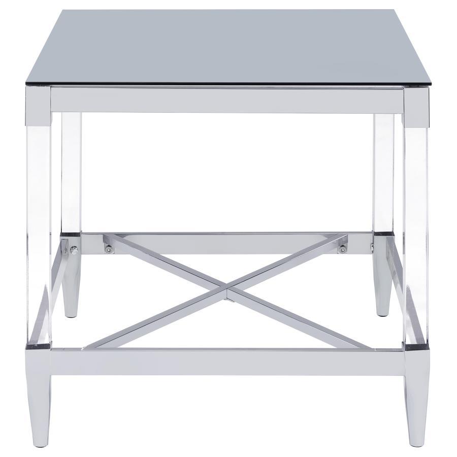 Lindley - 2 Piece Square Coffee And End Table Set - Chrome Table Set modern furniture Contempo Furniture
