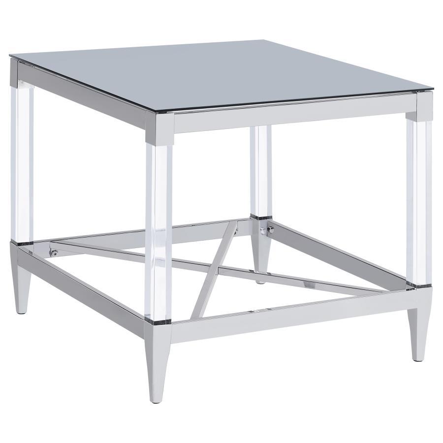 Lindley - 3 Piece Square Coffee And End Table Set - Chrome Table Set modern furniture Contempo Furniture