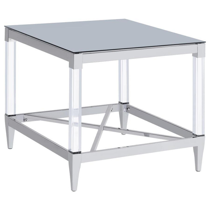 Lindley - 3 Piece Square Coffee And End Table Set - Chrome Table Set modern furniture Contempo Furniture