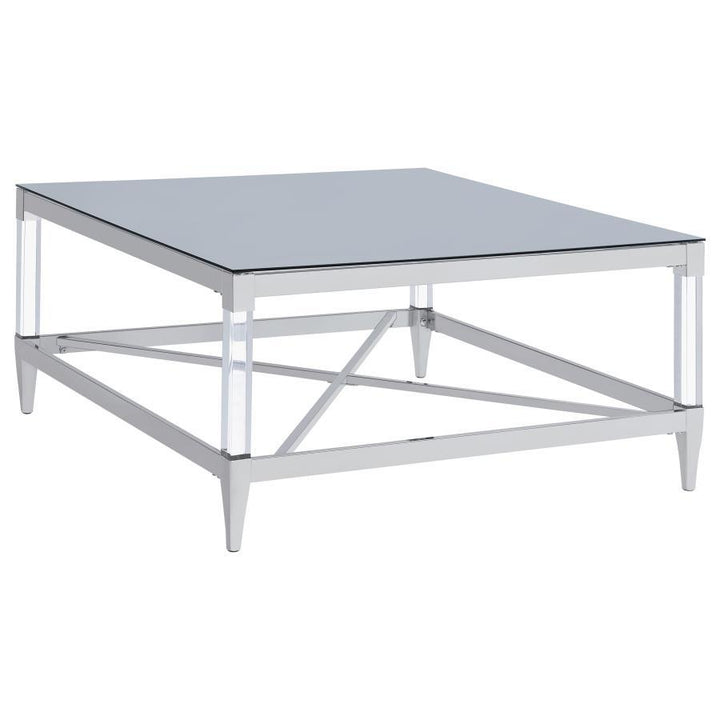 Lindley - 3 Piece Square Coffee And End Table Set - Chrome Table Set modern furniture Contempo Furniture