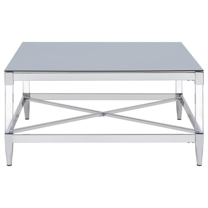 Lindley - 3 Piece Square Coffee And End Table Set - Chrome Table Set modern furniture Contempo Furniture