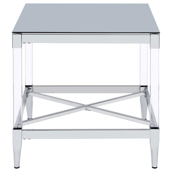 Lindley - Square Tempered Mirror Acrylic Side End Table - Chrome End Table modern furniture Contempo Furniture