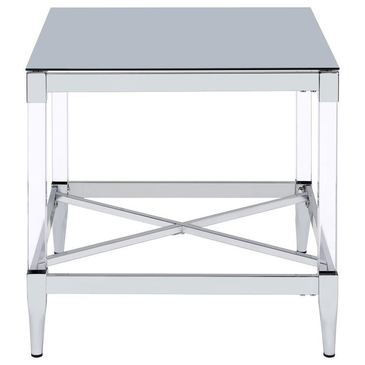Lindley - Square Tempered Mirror Acrylic Side End Table - Chrome End Table modern furniture Contempo Furniture