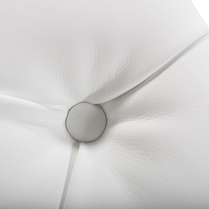 Lindsey Modern White Leatherette &amp; Stainless Steel Bench