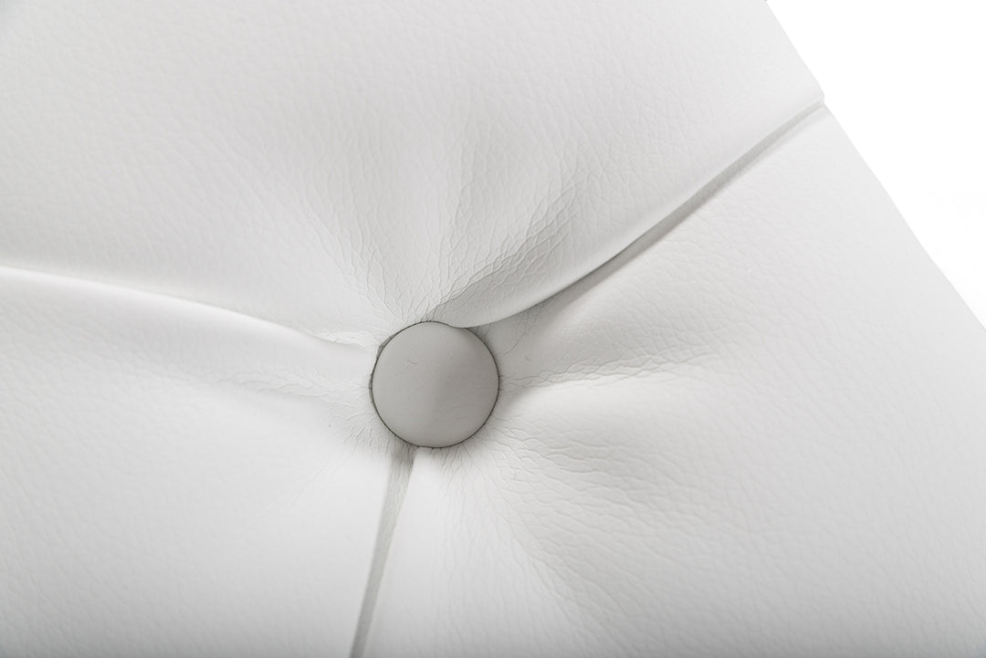 Lindsey Modern White Leatherette  and  Stainless Steel Bench