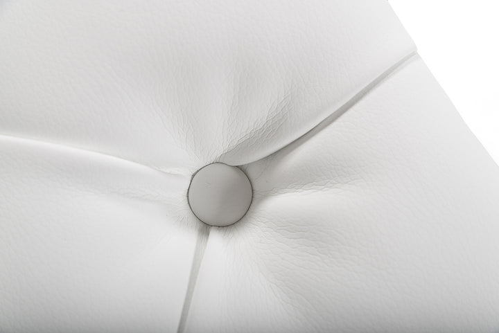 Lindsey Modern White Leatherette & Stainless Steel Bench