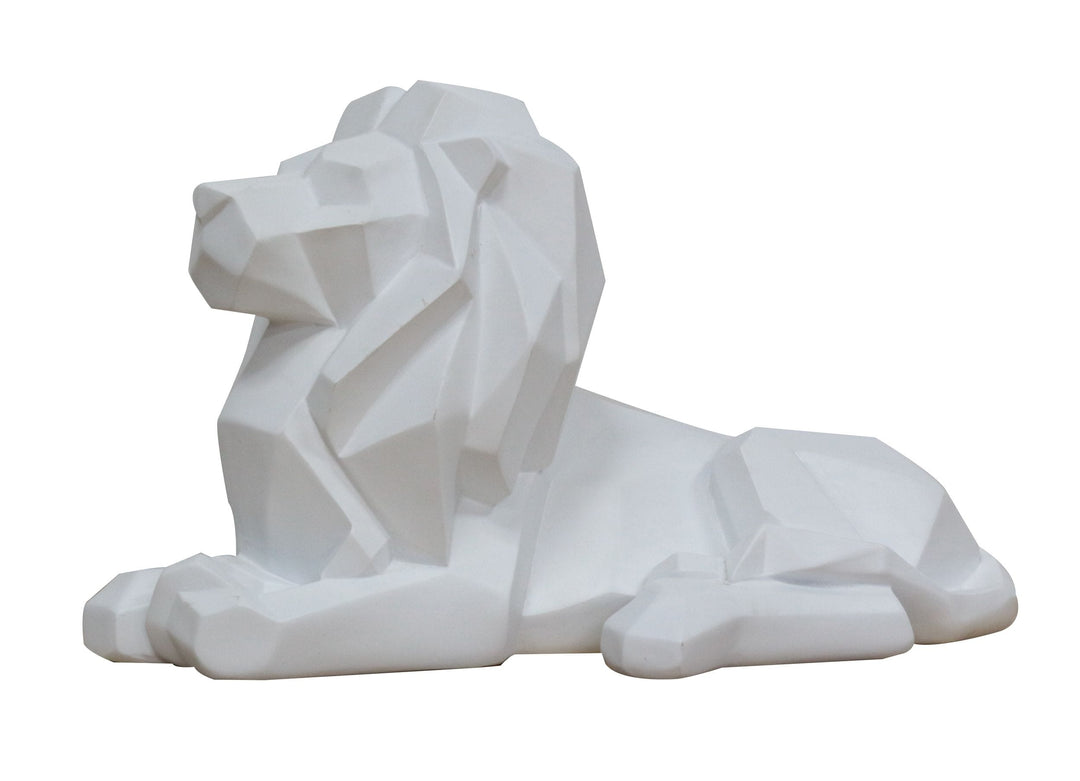 Lion - White Geometric Sculpture