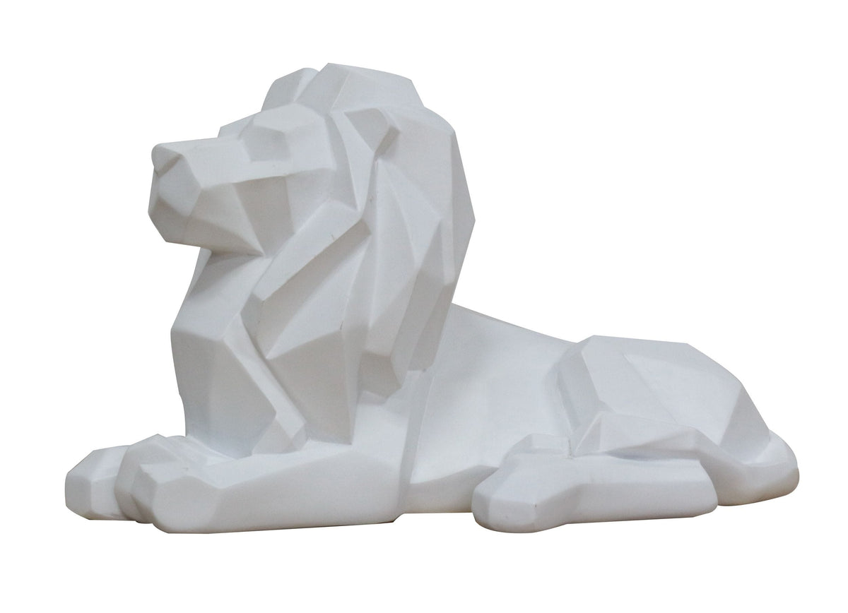 Lion - White Geometric Sculpture