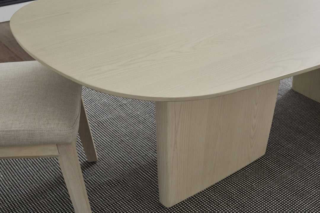 Liv Ash Wood Oval Dining Table in White Sand Table modern furniture Contempo Furniture