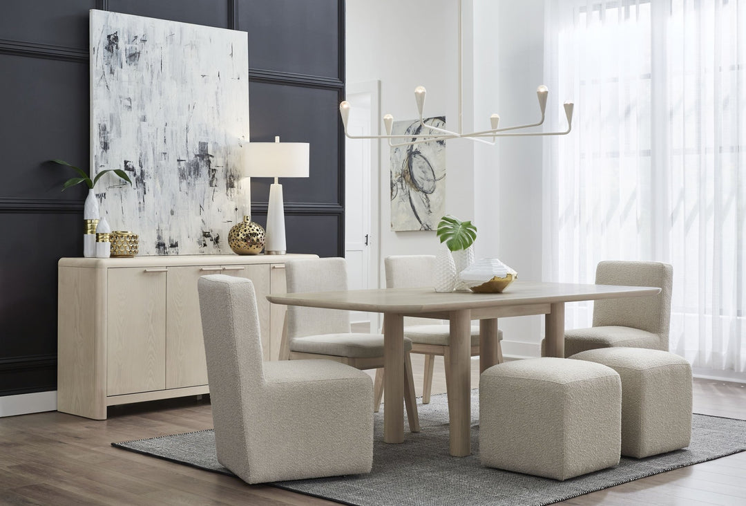 Liv Ash Wood Rectangular Dining Table in White Sand Table modern furniture Contempo Furniture