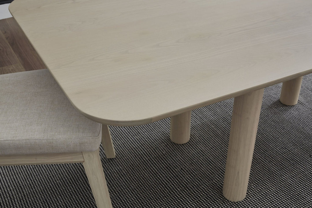 Liv Ash Wood Rectangular Dining Table in White Sand Table modern furniture Contempo Furniture