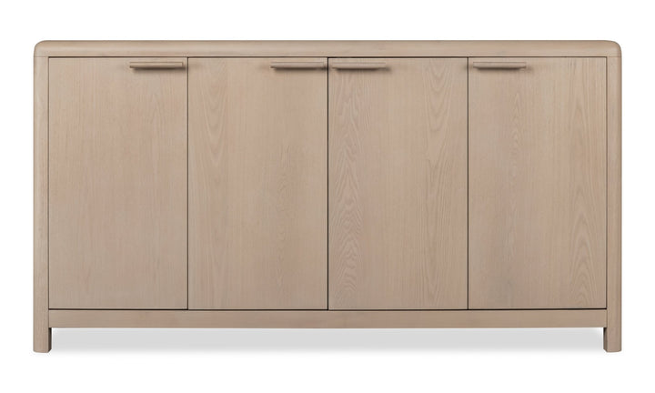 Liv Four Door Ash Wood Sideboard in White Sand Sideboard modern furniture Contempo Furniture