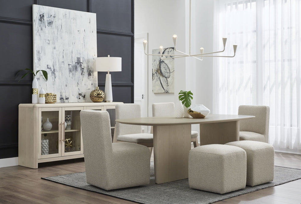 Liv Fully Upholstered Dining Ottoman in Brun Boucle Benches modern furniture Contempo Furniture
