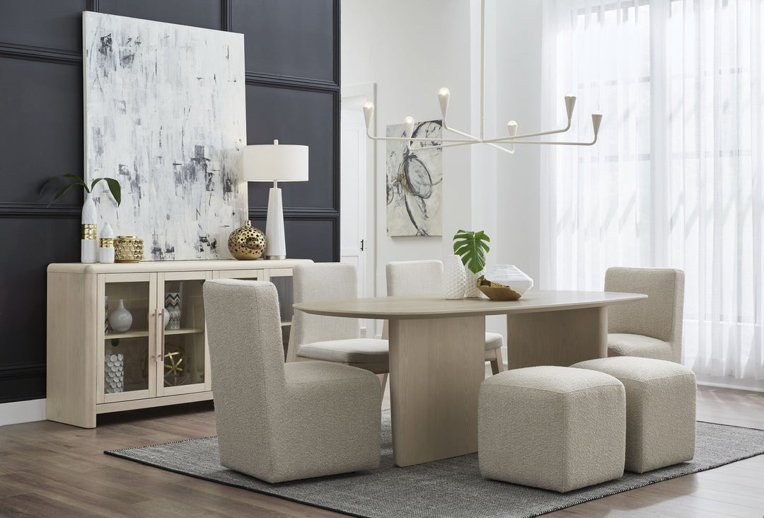 Liv Fully Upholstered Dining Ottoman in Brun Boucle Benches modern furniture Contempo Furniture