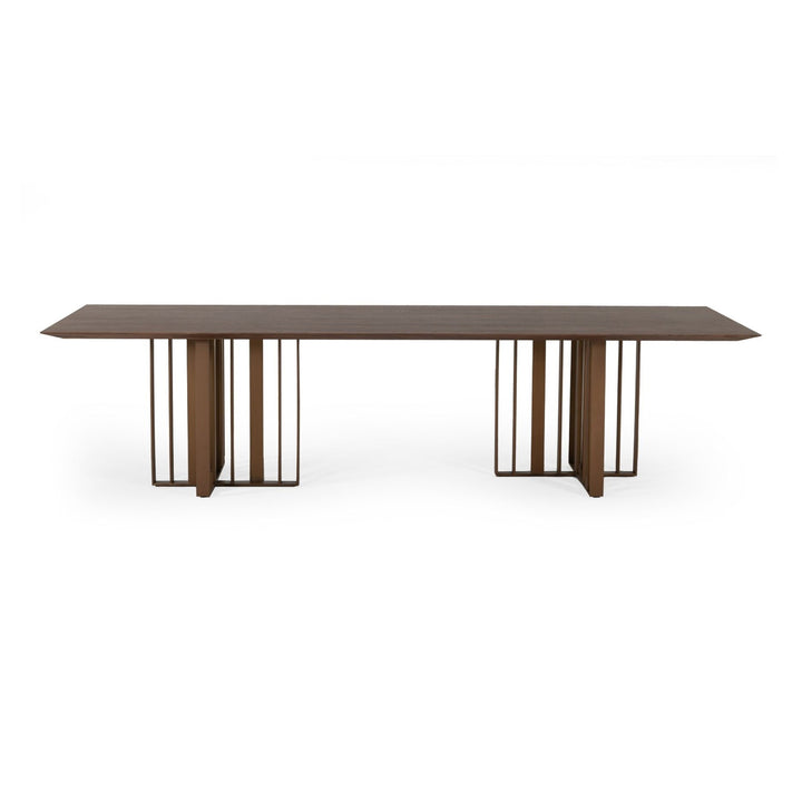 Livia - Modern Wenge &amp; Gold Stainless Steel Dining Table
