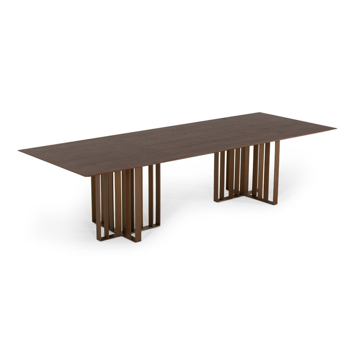 Livia - Modern Wenge &amp; Gold Stainless Steel Dining Table