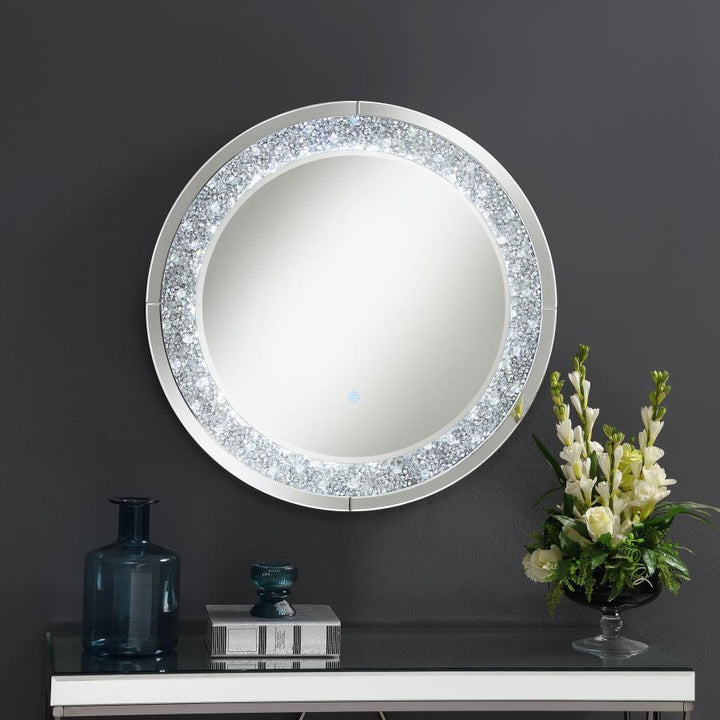 Lixue - Round Wall Mirror LED Lighting - Silver Wall Mirror modern furniture Contempo Furniture