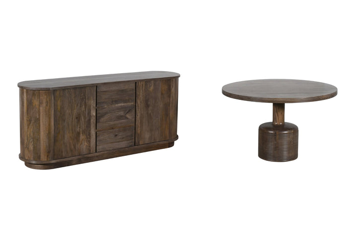 Liyana Solid Wood Three Drawer Two Door Sideboard in Natural Tan Sideboard modern furniture Contempo Furniture