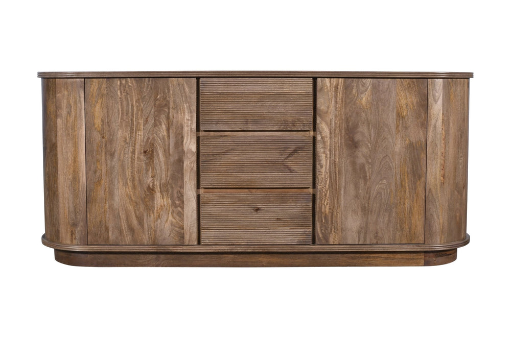 Liyana Solid Wood Three Drawer Two Door Sideboard in Natural Tan Sideboard modern furniture Contempo Furniture