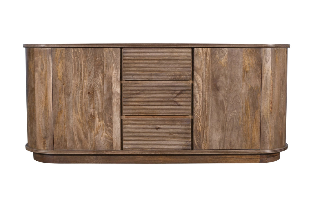 Liyana Solid Wood Three Drawer Two Door Sideboard in Natural Tan Sideboard modern furniture Contempo Furniture