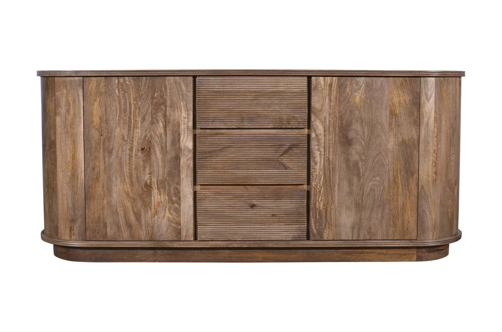 Liyana Solid Wood Three Drawer Two Door Sideboard in Natural Tan Sideboard modern furniture Contempo Furniture