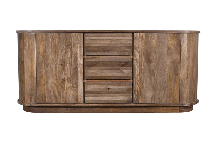 Liyana Solid Wood Three Drawer Two Door Sideboard in Natural Tan Sideboard modern furniture Contempo Furniture