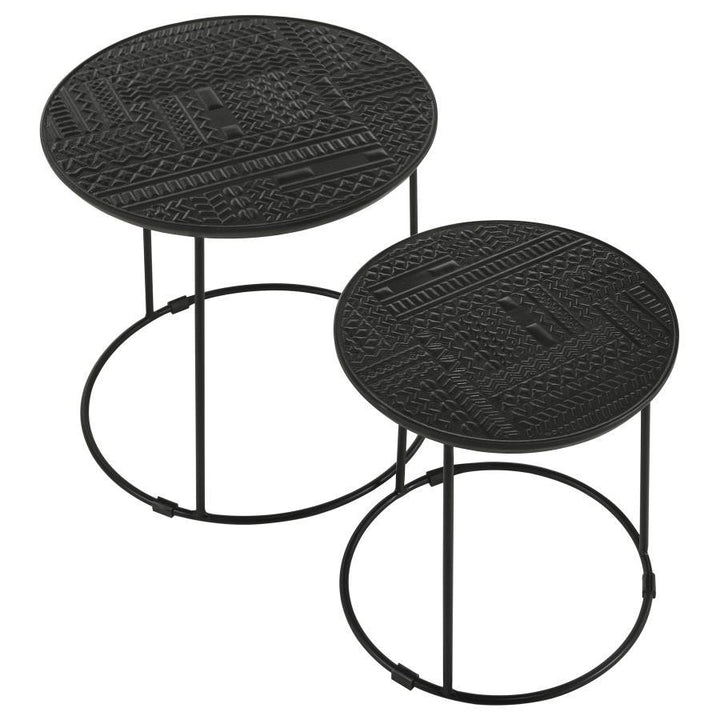 Loannis - 2 Piece Round Mango Wood Nesting Table - Matte Black Nesting Table modern furniture Contempo Furniture