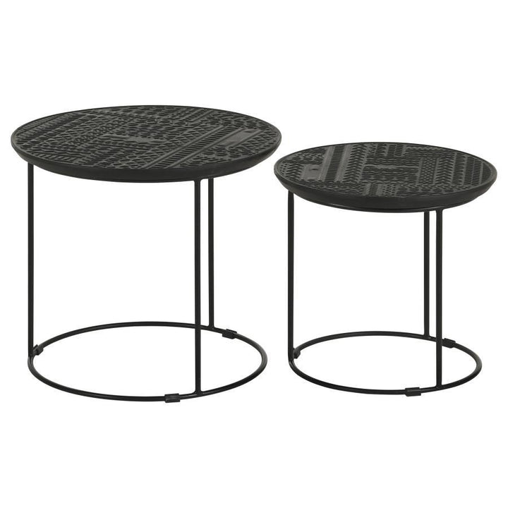 Loannis - 2 Piece Round Mango Wood Nesting Table - Matte Black Nesting Table modern furniture Contempo Furniture