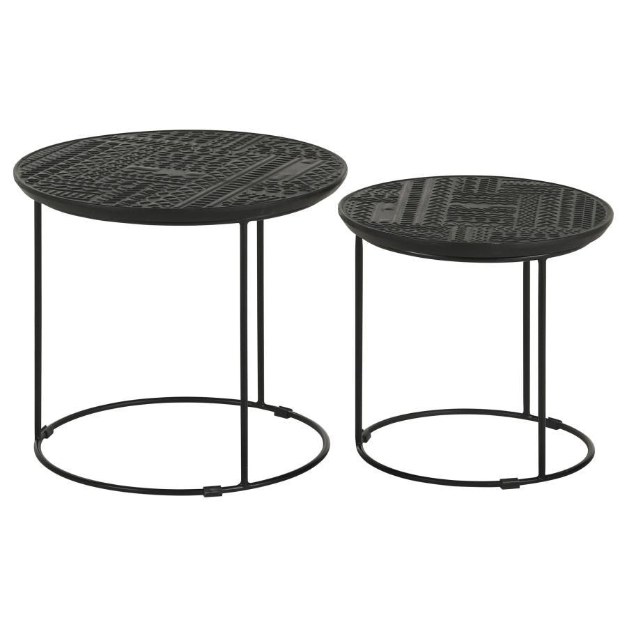 Loannis - 2 Piece Round Mango Wood Nesting Table - Matte Black Nesting Table modern furniture Contempo Furniture