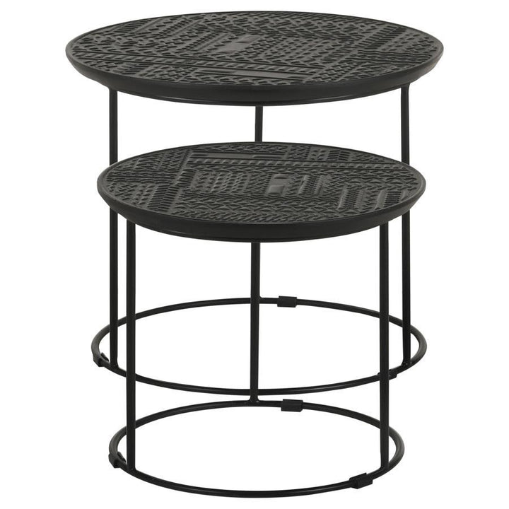 Loannis - 2 Piece Round Mango Wood Nesting Table - Matte Black Nesting Table modern furniture Contempo Furniture