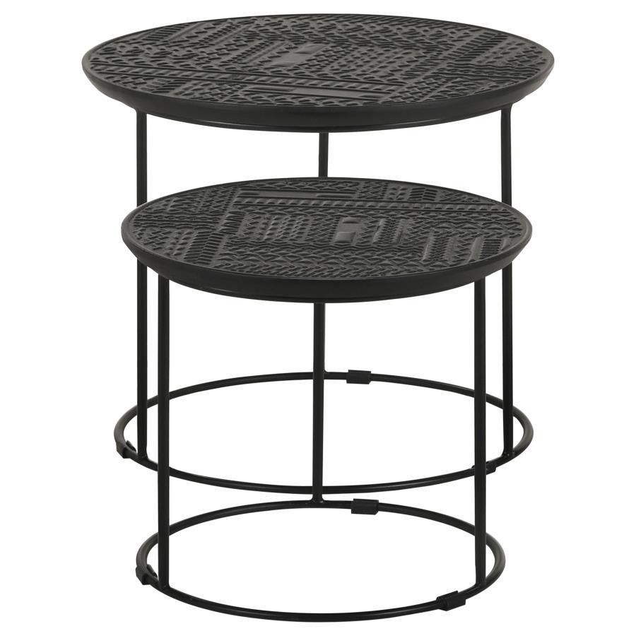 Loannis - 2 Piece Round Mango Wood Nesting Table - Matte Black Nesting Table modern furniture Contempo Furniture