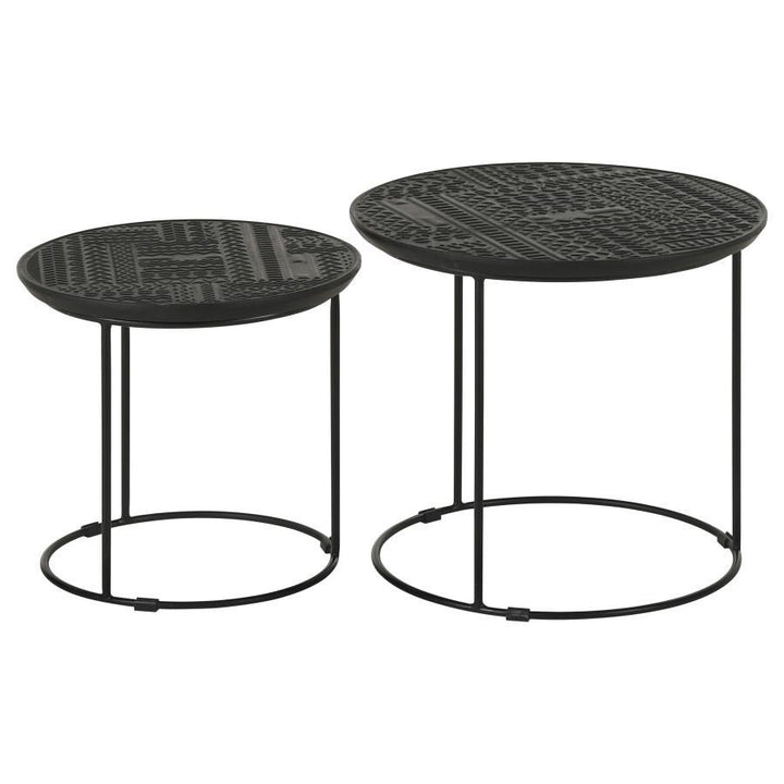 Loannis - 2 Piece Round Mango Wood Nesting Table - Matte Black Nesting Table modern furniture Contempo Furniture