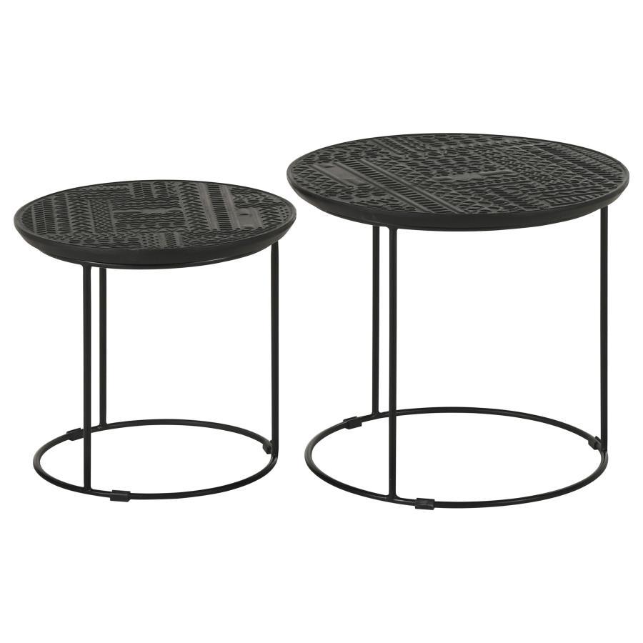 Loannis - 2 Piece Round Mango Wood Nesting Table - Matte Black Nesting Table modern furniture Contempo Furniture
