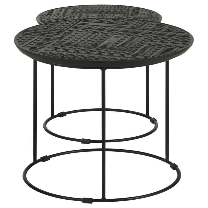 Loannis - 2 Piece Round Mango Wood Nesting Table - Matte Black Nesting Table modern furniture Contempo Furniture
