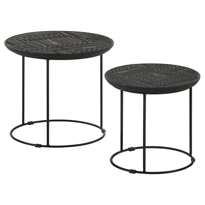 Loannis - 2 Piece Round Mango Wood Nesting Table - Matte Black Nesting Table modern furniture Contempo Furniture