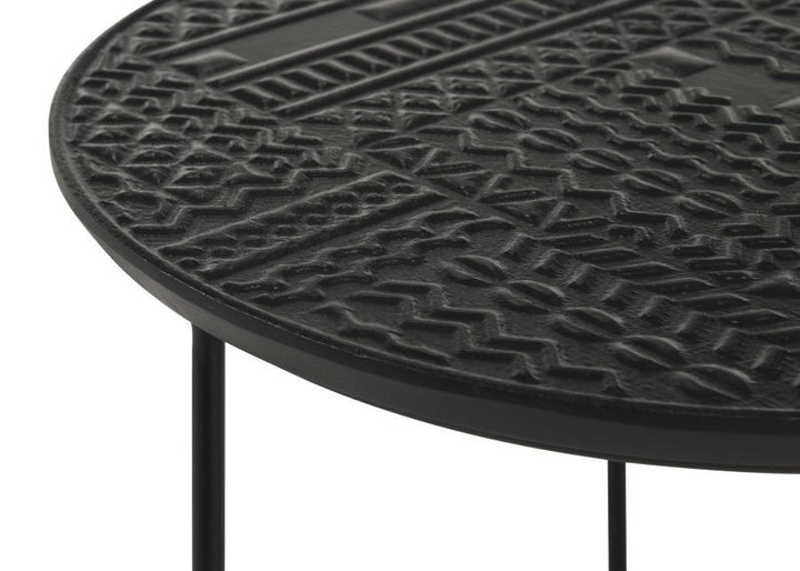 Loannis - 2 Piece Round Mango Wood Nesting Table - Matte Black Nesting Table modern furniture Contempo Furniture