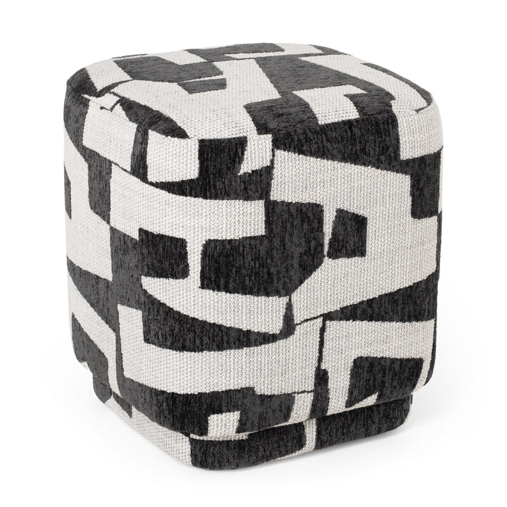 Loftis - Modern Black &amp; White Fabric Ottoman