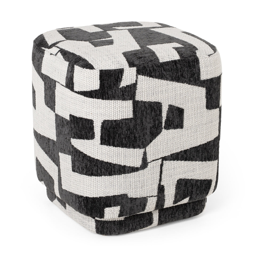 Loftis - Modern Black & White Fabric Ottoman