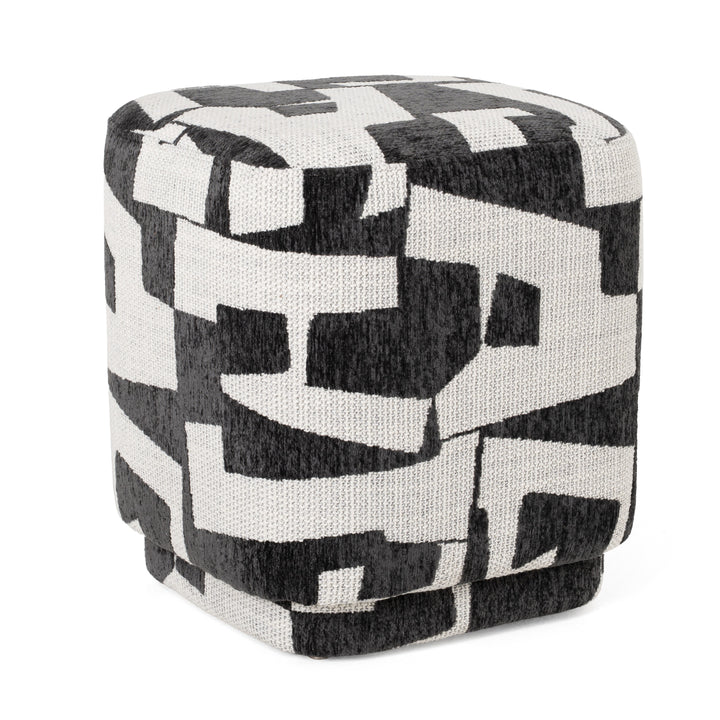 Loftis - Modern Black  and  White Fabric Ottoman