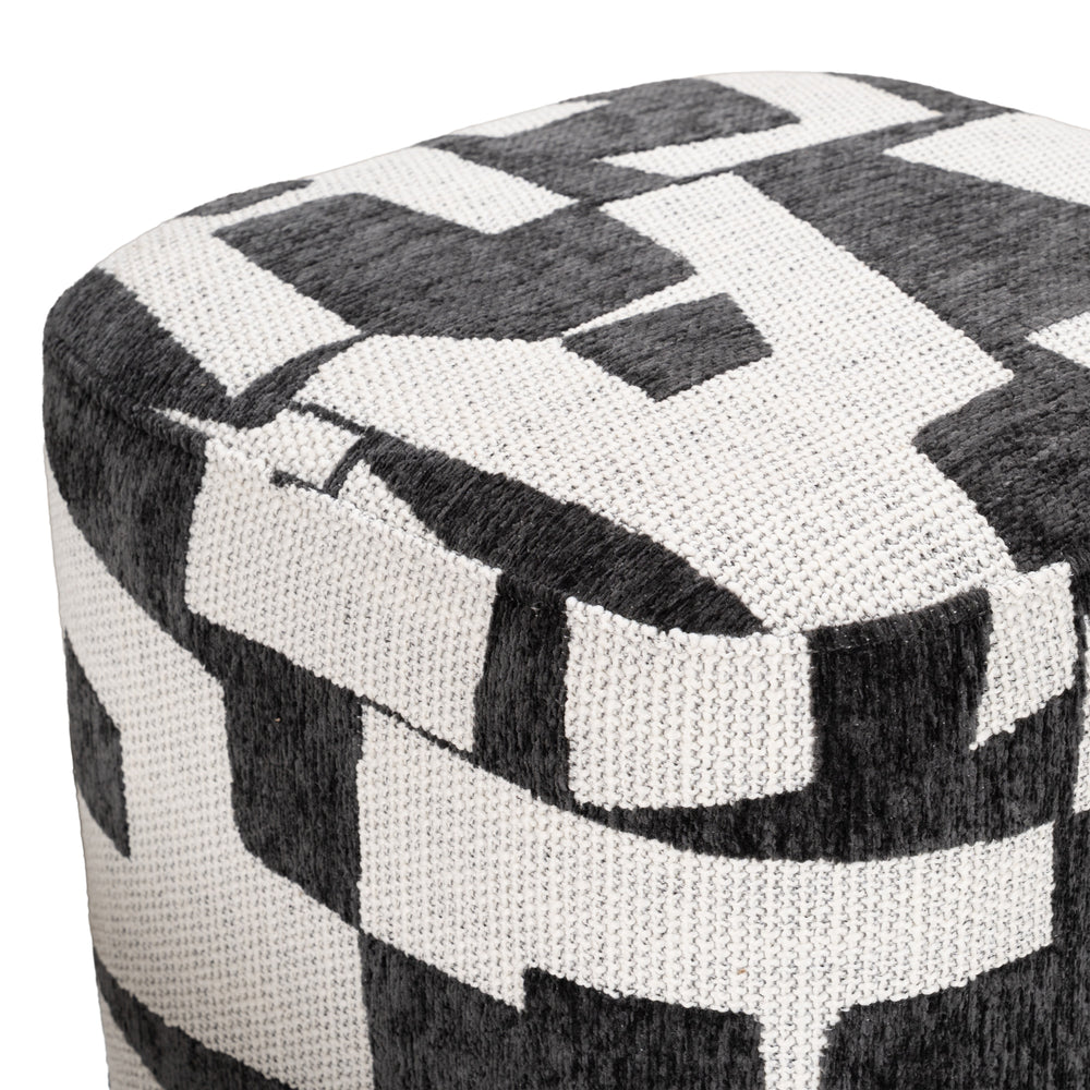 Loftis - Modern Black & White Fabric Ottoman - View 2