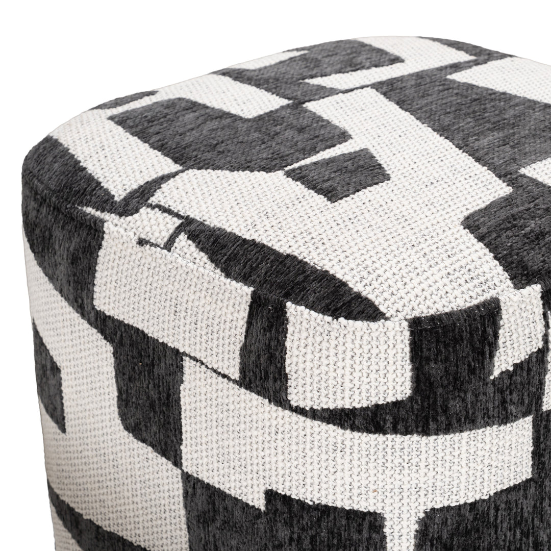 Loftis - Modern Black & White Fabric Ottoman