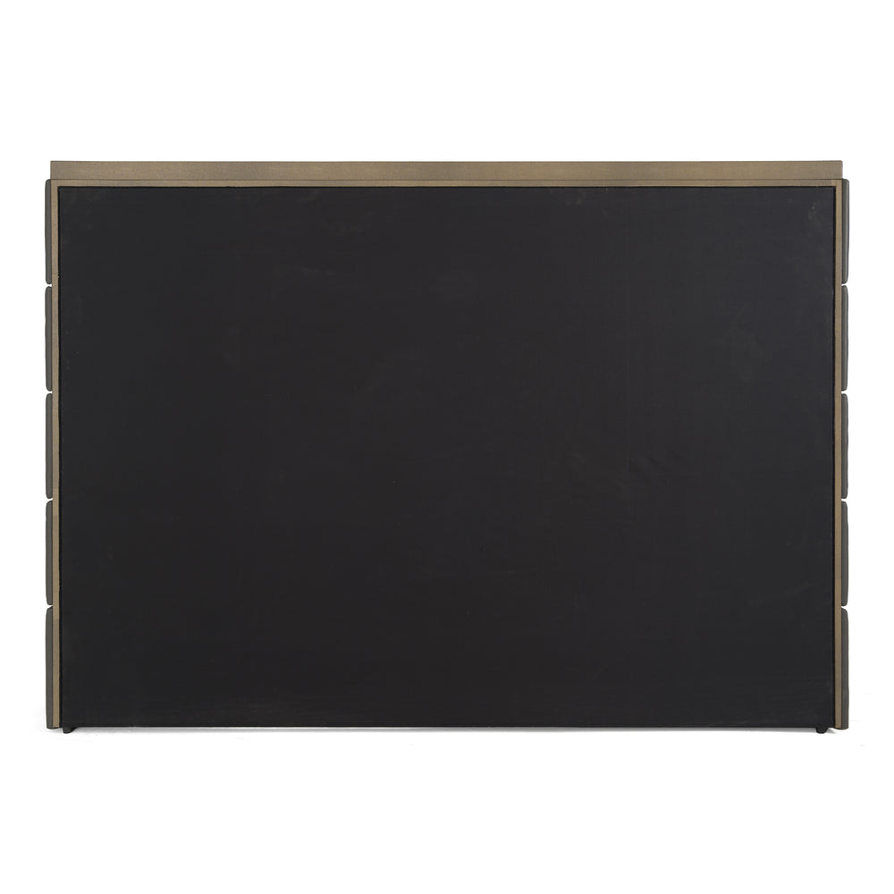 Eastern King Lois - Modern Grey Leather & Beige Shagreen Bed